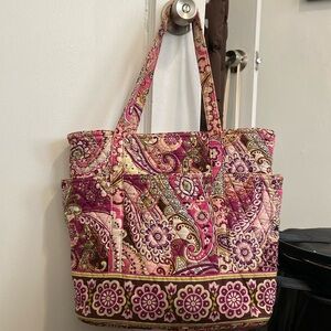 Vera Bradley Shoulder Tote Bag - Paisley Purple & Pink